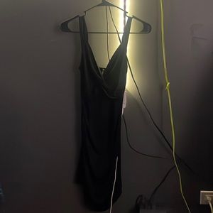 Black dress thigh high v neck size small stretchy